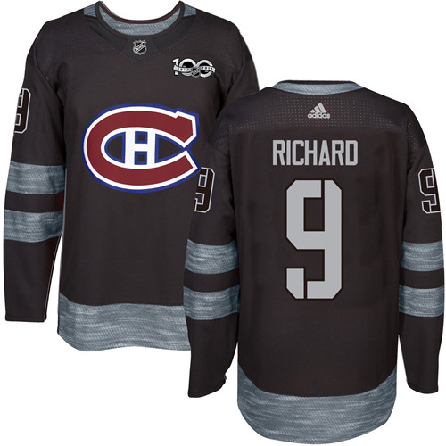 Adidas Canadiens #9 Maurice Richard Black 1917-100th Anniversary Stitched NHL Jersey
